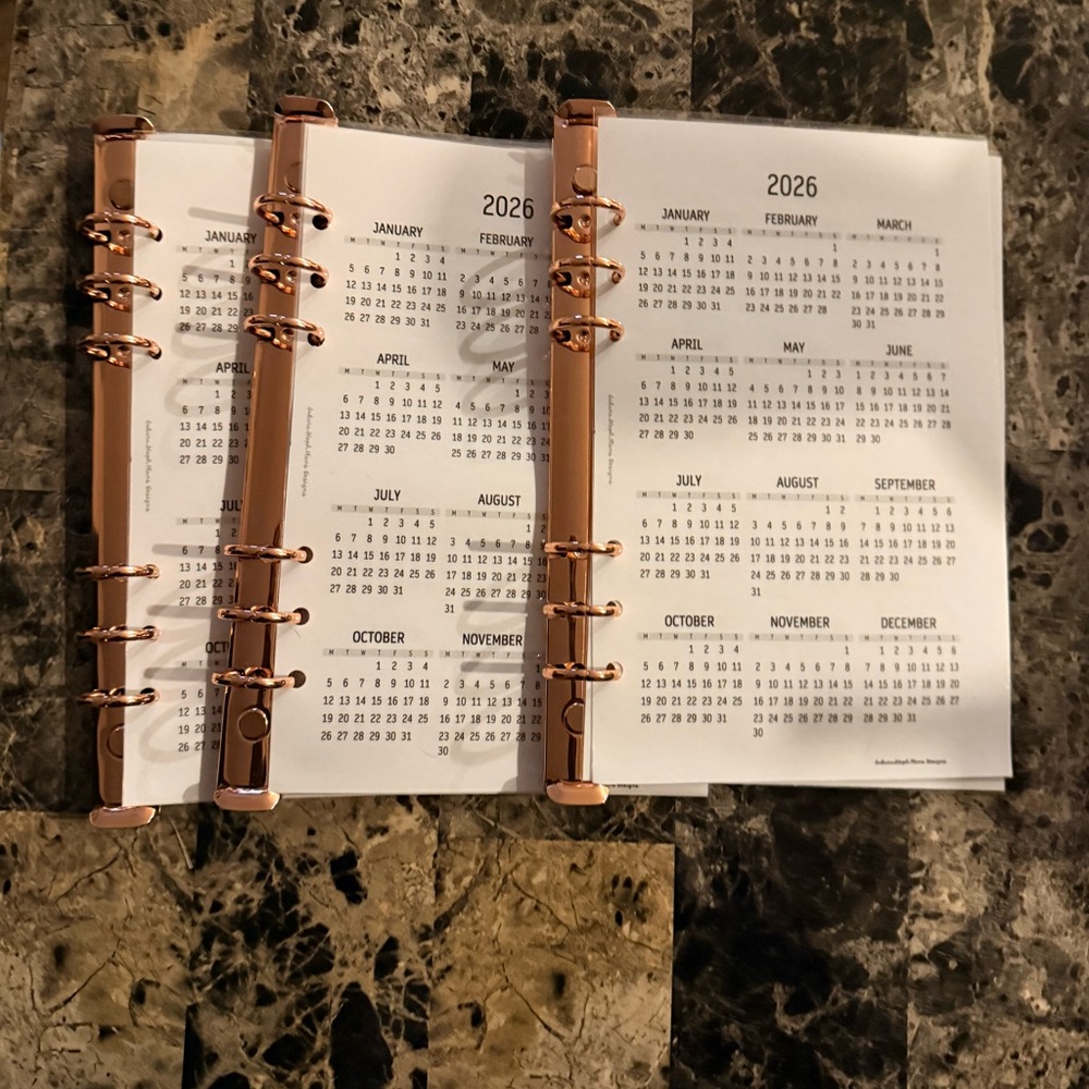 A5 Slim Binder Ring Insert for Coach Notebook Cover! Rose Gold